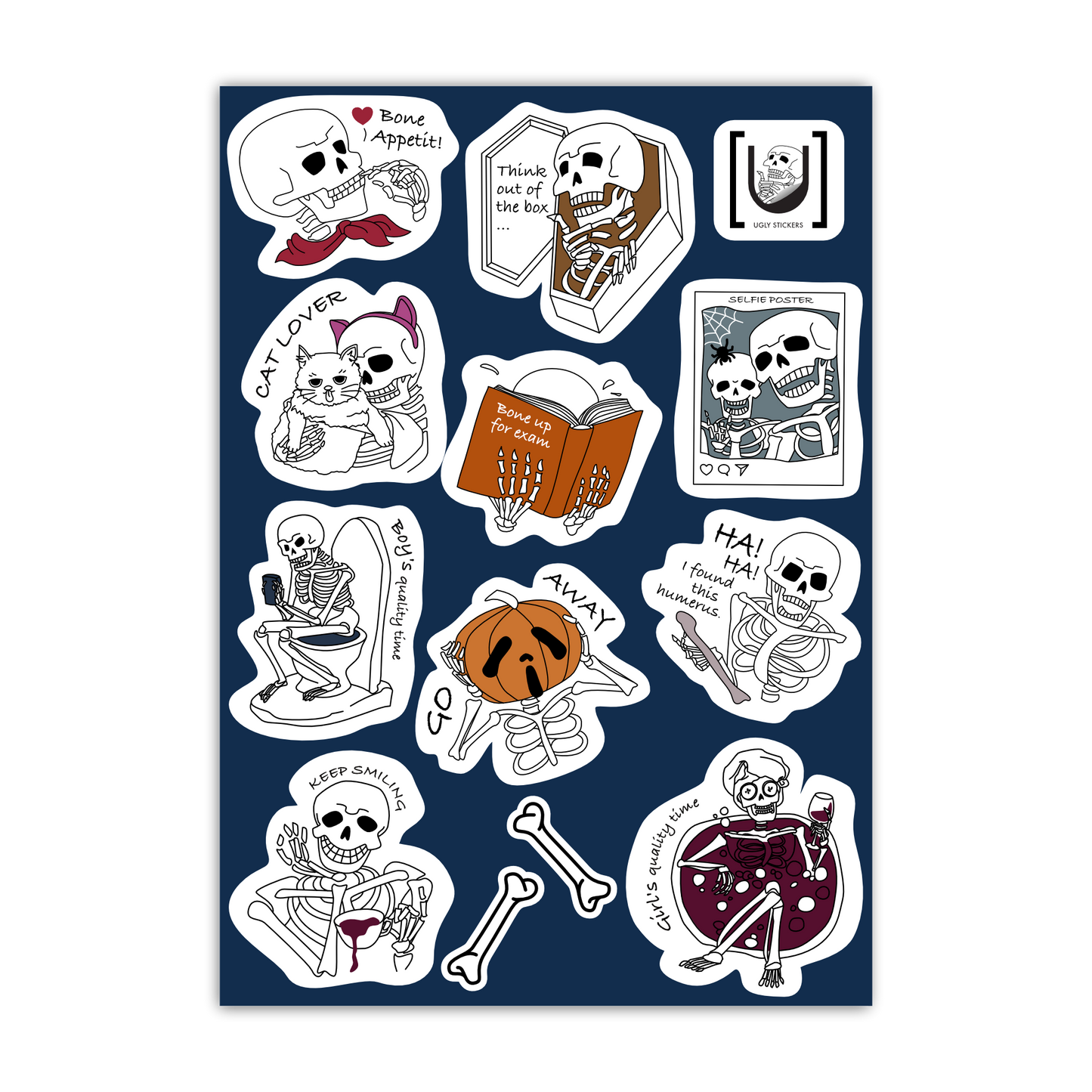 Skeleton A6 Sticker Sheet