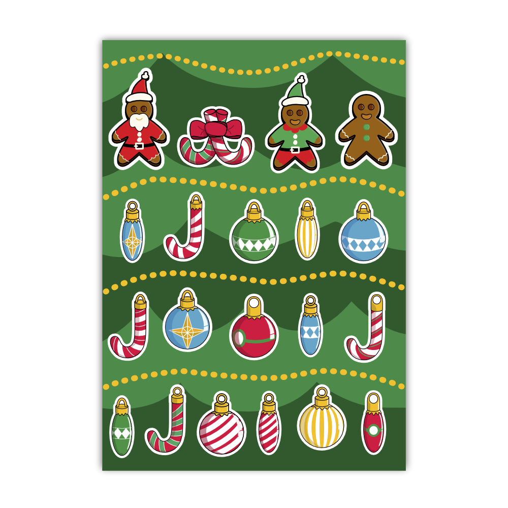 Christmas Decorations A6 Sticker Sheet