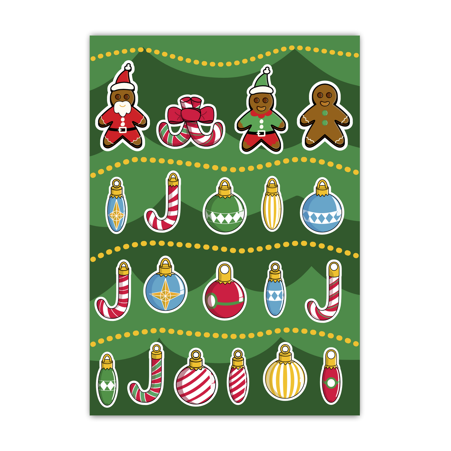 Christmas Decorations A6 Sticker Sheet