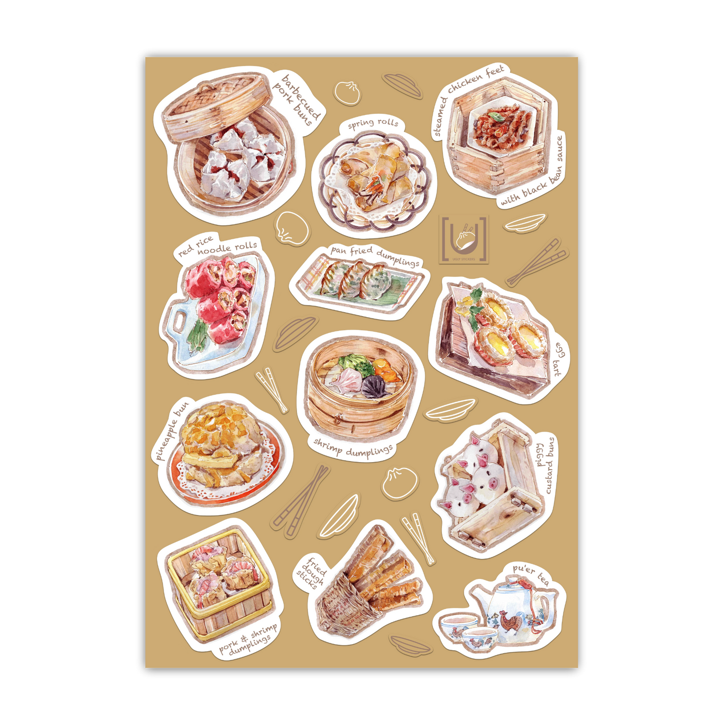 Yumcha Watercolour Stickers A6 Sticker Sheet