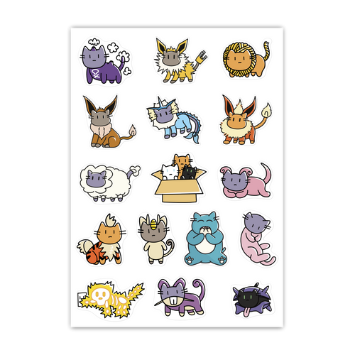 Poke Cats Series 1 A6 Sticker Sheet