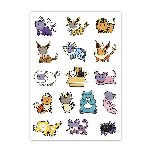 Poke Cats Series 1 A6 Sticker Sheet