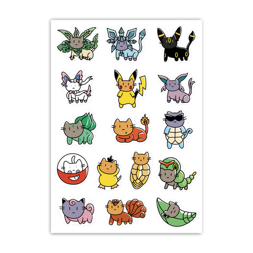 Poke Cats Series 2 A6 Sticker Sheet