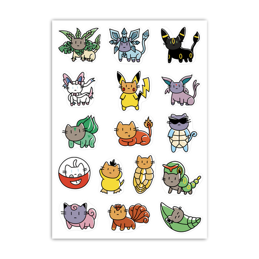 Poke Cats Series 2 A6 Sticker Sheet