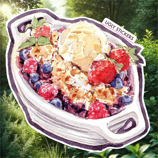 Berry Cobbler with Vanilla Ice Cream