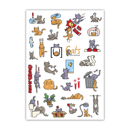 Cats Sticker A6 Sticker Sheet - Translucent