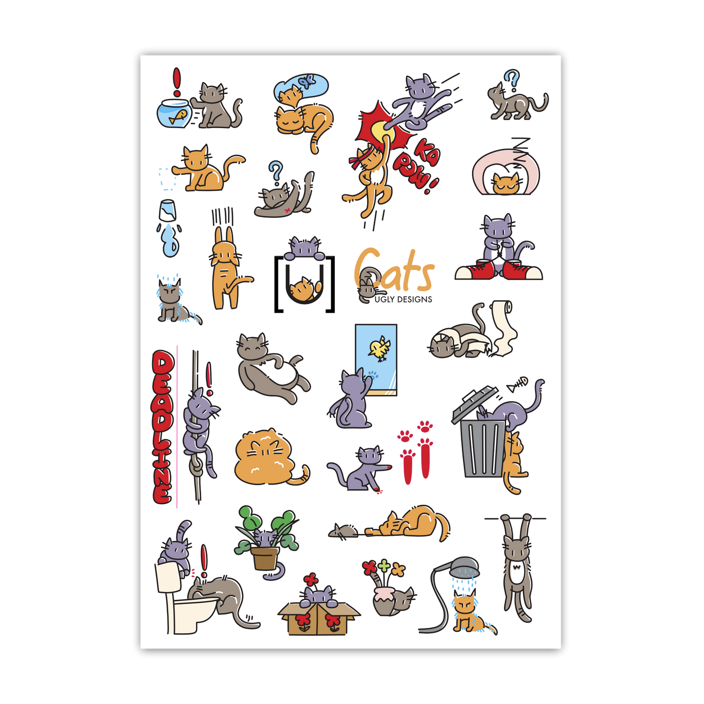 The Life Of Cats Sticker A6 Sticker Sheet - Translucent