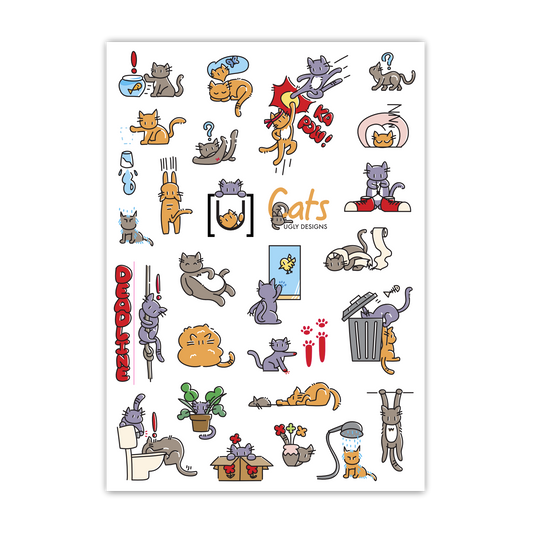 The Life Of Cats Sticker A6 Sticker Sheet - Translucent