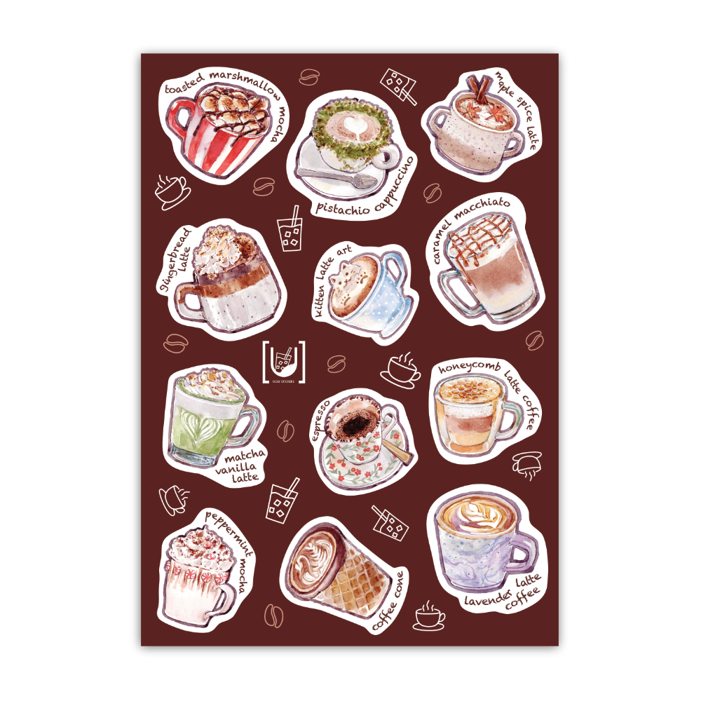 Coffee Time A6 Sticker Sheet