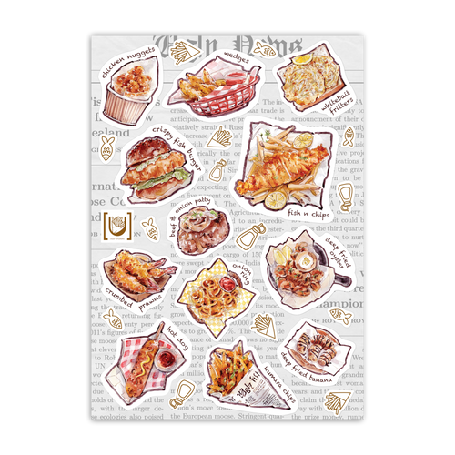 Fish n Chips A6 Sticker Sheet