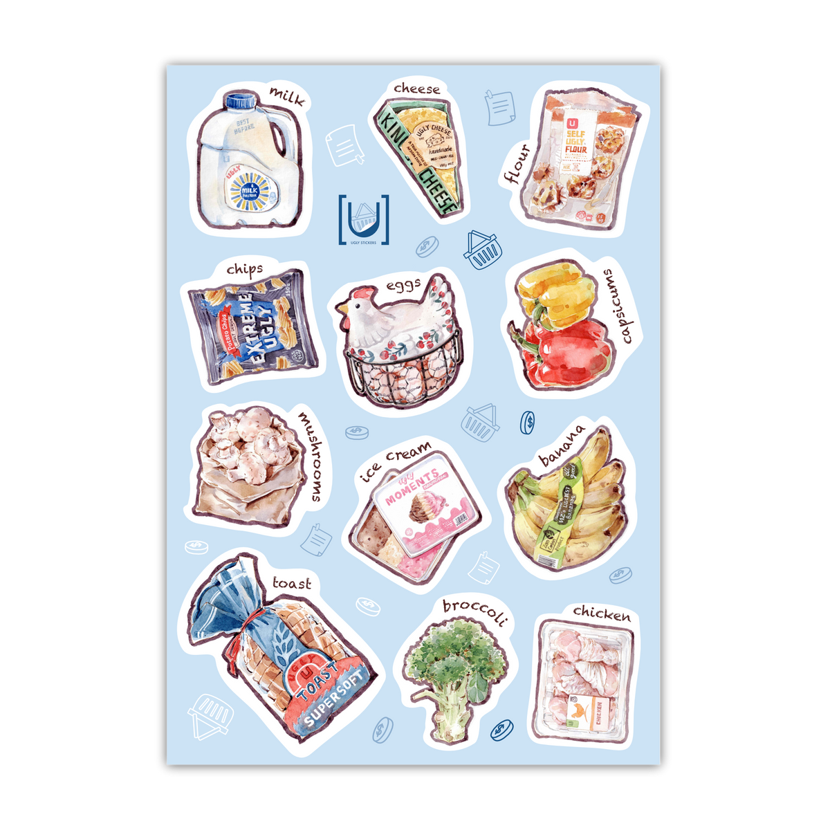 Grocer Sticker Grocery Shopping Day A6 Sticker Sheet – Ugly Designs