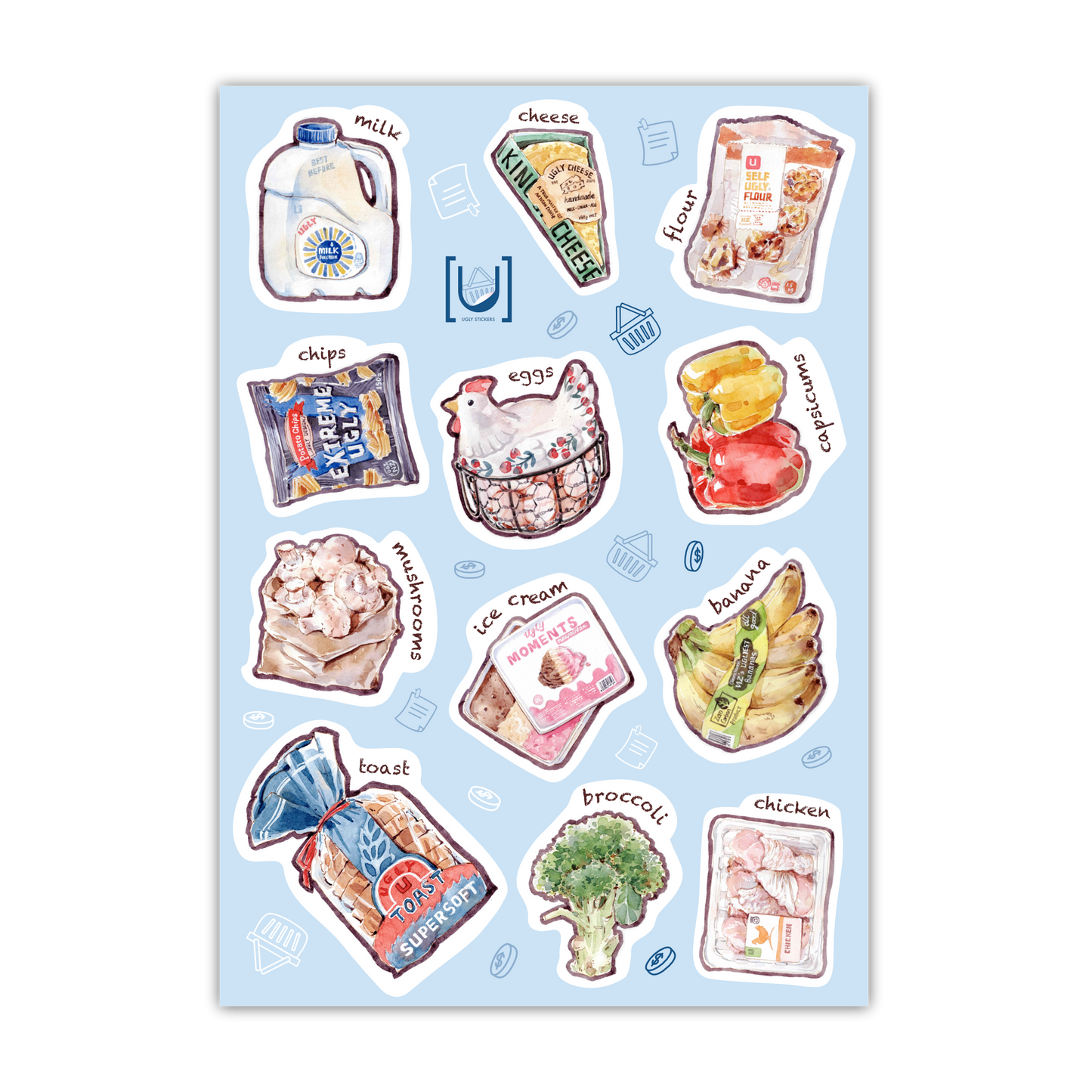 Grocery Shopping Day A6 Sticker Sheet