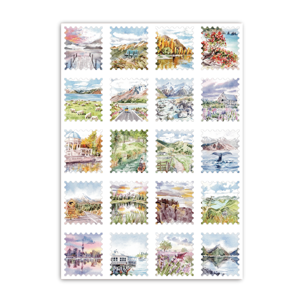 landscape Stamps Series 3 A6 Sticker Sheet