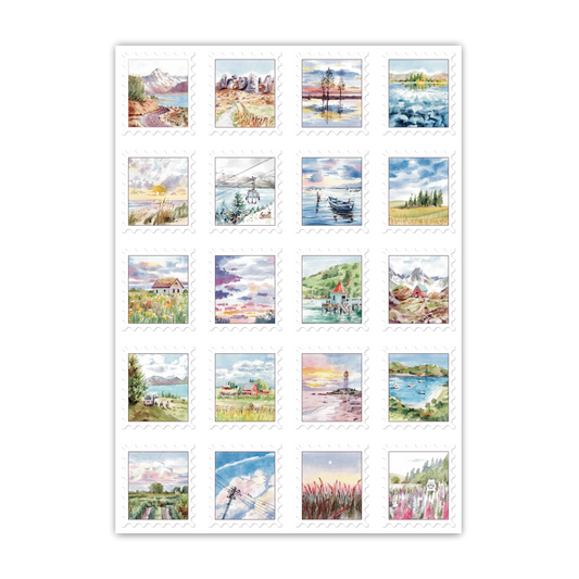 landscape Stamps A6 Sticker Sheet