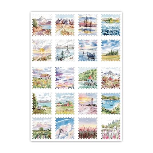 landscape Stamps Full Frame A6 Sticker Sheet