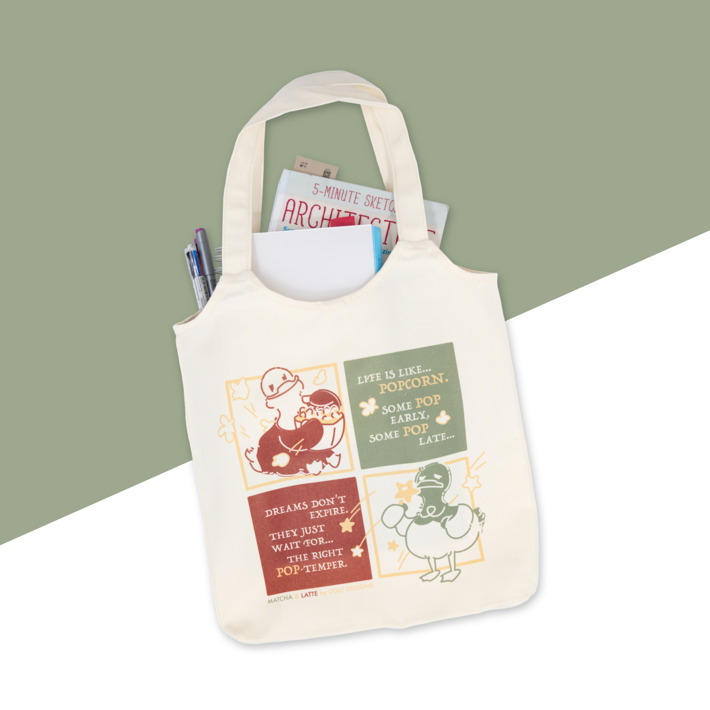 Canvas Tote Bags - Matcha, Latte
