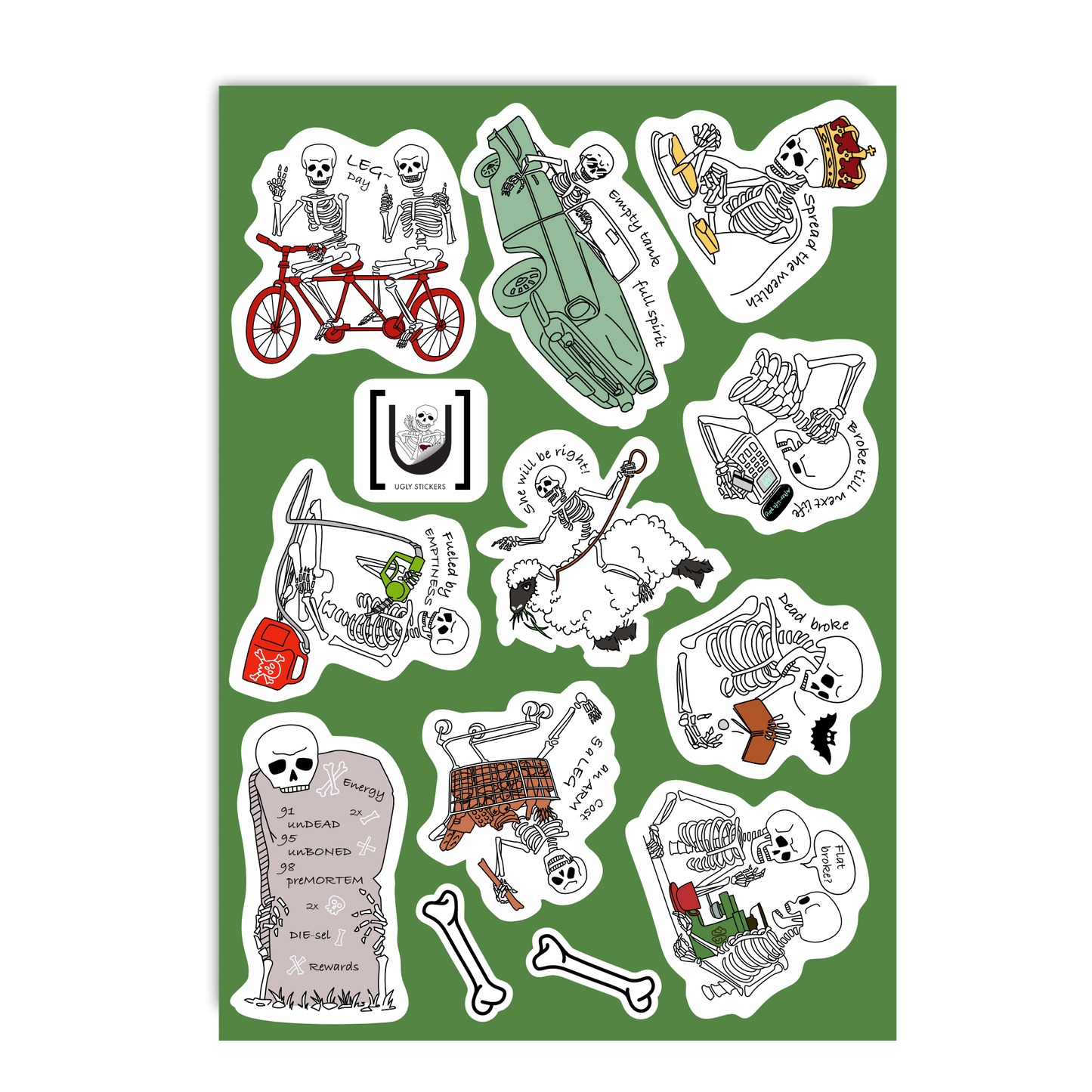 Skeleton Series 2 A6 Sticker Sheet