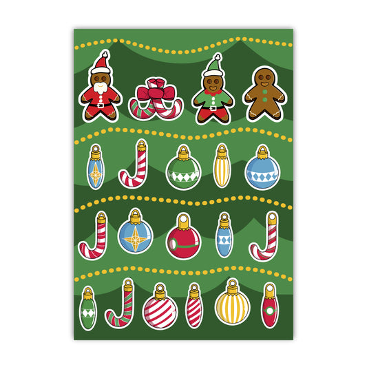 Christmas Decorations A6 Sticker Sheet