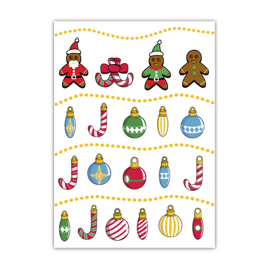 Christmas Decorations A6 Sticker Sheet - Translucent