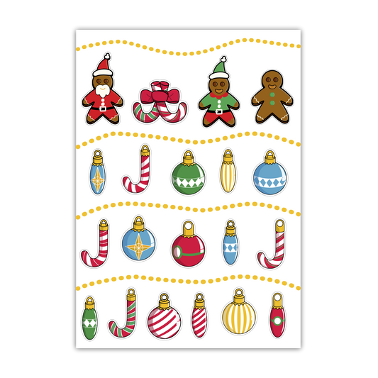 Christmas Decorations A6 Sticker Sheet - Translucent